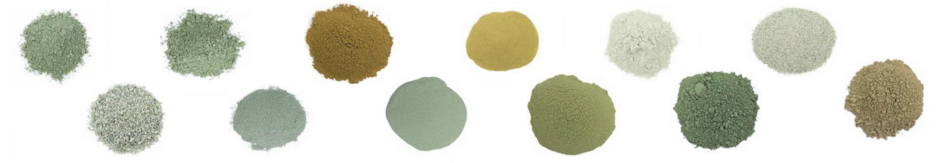 Crystalline green iron silicates