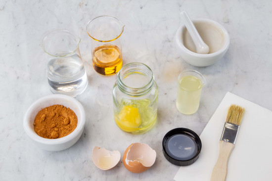 Crack a fresh egg and fill it into a glass with a screw cap.