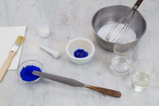 Soak 40 grams of Ultramarine Blue, very dark, or 30 grams of Ultramarine Blue, dark, with water...